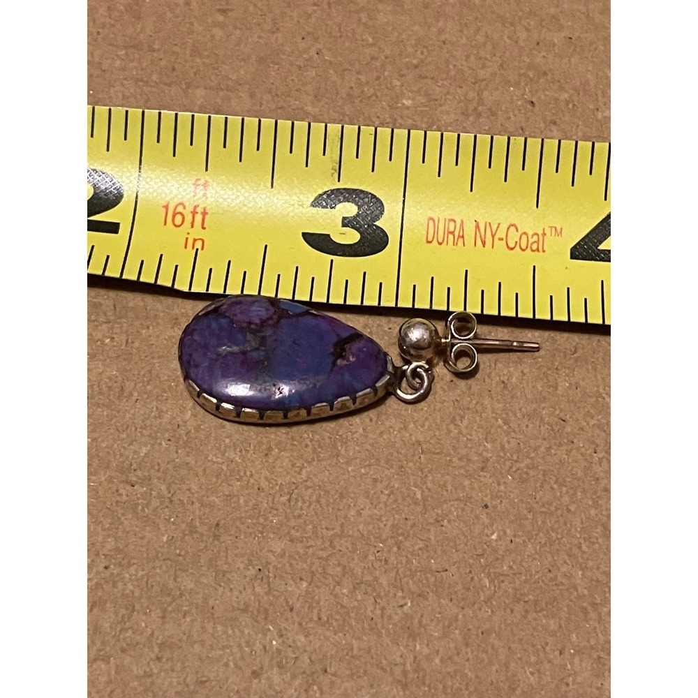 Beautiful Vibrant Purple-Copper Turquoise set in 925 Dangle Earrings - Picture 11 of 15